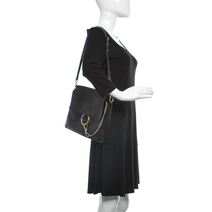 Chloe Calfskin Diamond Embossed Medium Faye Shoulder Bag Black 2 of 16