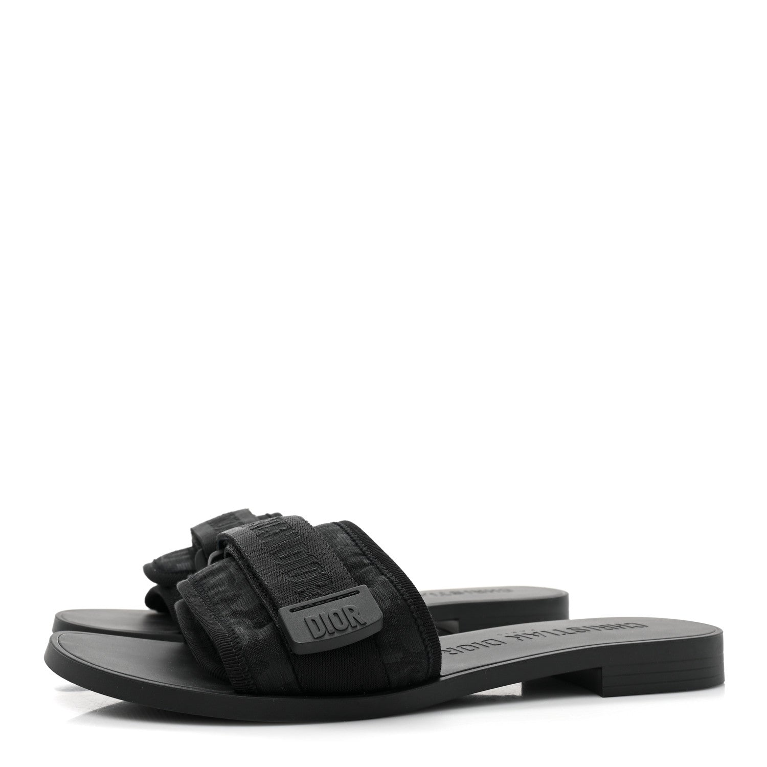 Christian Dior Shiny Technical Fabric Oblique Dio(r)evolution Slide Sandals 37 Black 3 of 9