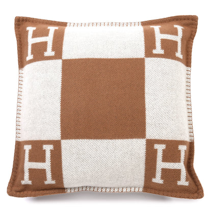 Hermes Wool Cashmere Avalon Pillow PM Ecru Camel 2 of 6
