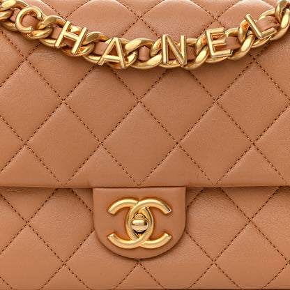 Chanel Lambskin Quilted Chaine Lettre Flap Brown 8 of 11