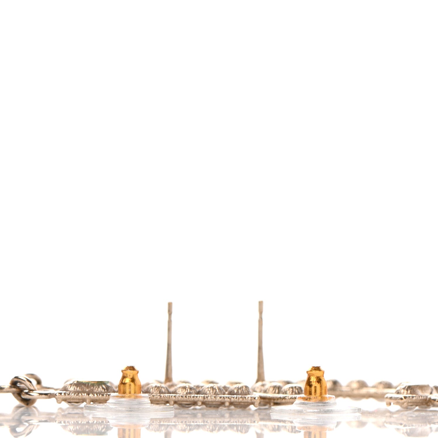 Chanel Crystal Cha-Nel Logo Drop Earrings Gold 3 of 4
