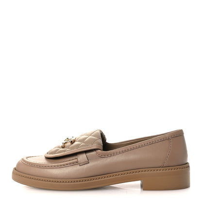 Chanel Lambskin Quilted CC Turnlock Loafers 40 Beige 1 of 10