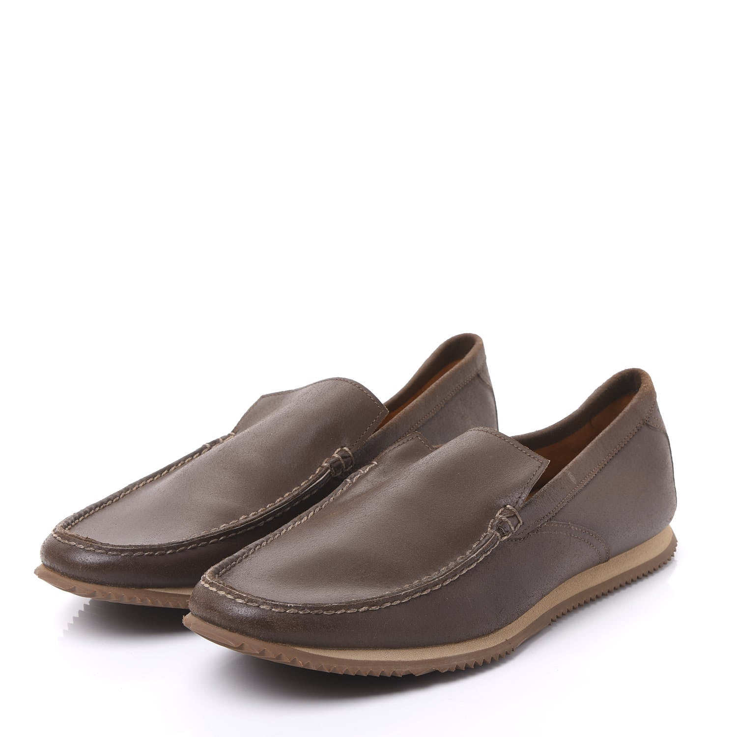 Hermes Leather Mens Driver Loafers 42.5 Brown 2 of 7