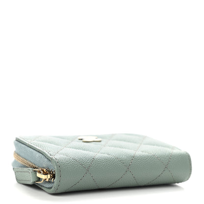 Chanel Caviar Quilted Zip Around Coin Purse Wallet Dark Green 4 of 7