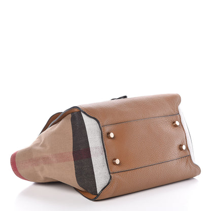 Burberry Mega Check Grained Calfskin Medium Harcourt Satchel Saddle Brown 4 of 9