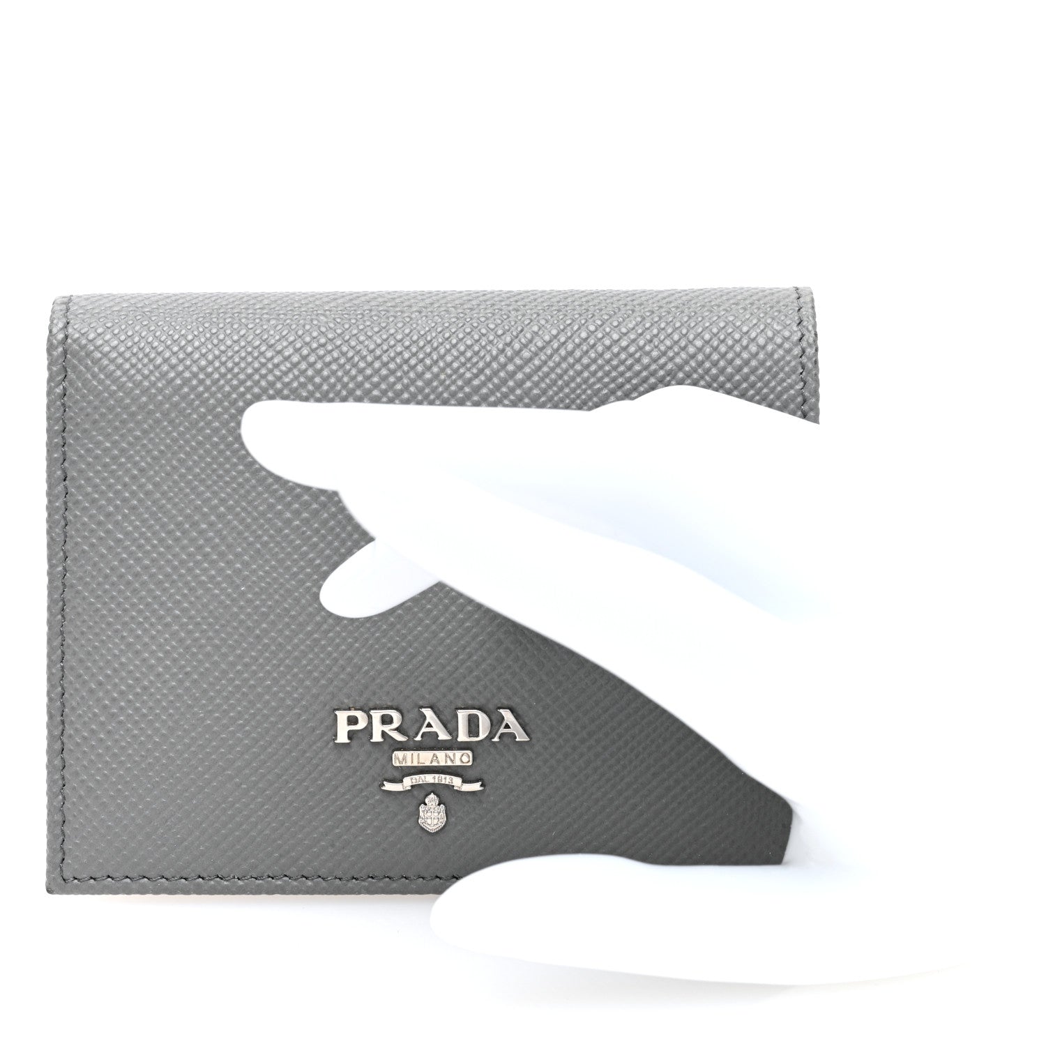 Prada Saffiano Metal Compact Snap Bi-Fold Wallet Marmo 2 of 6