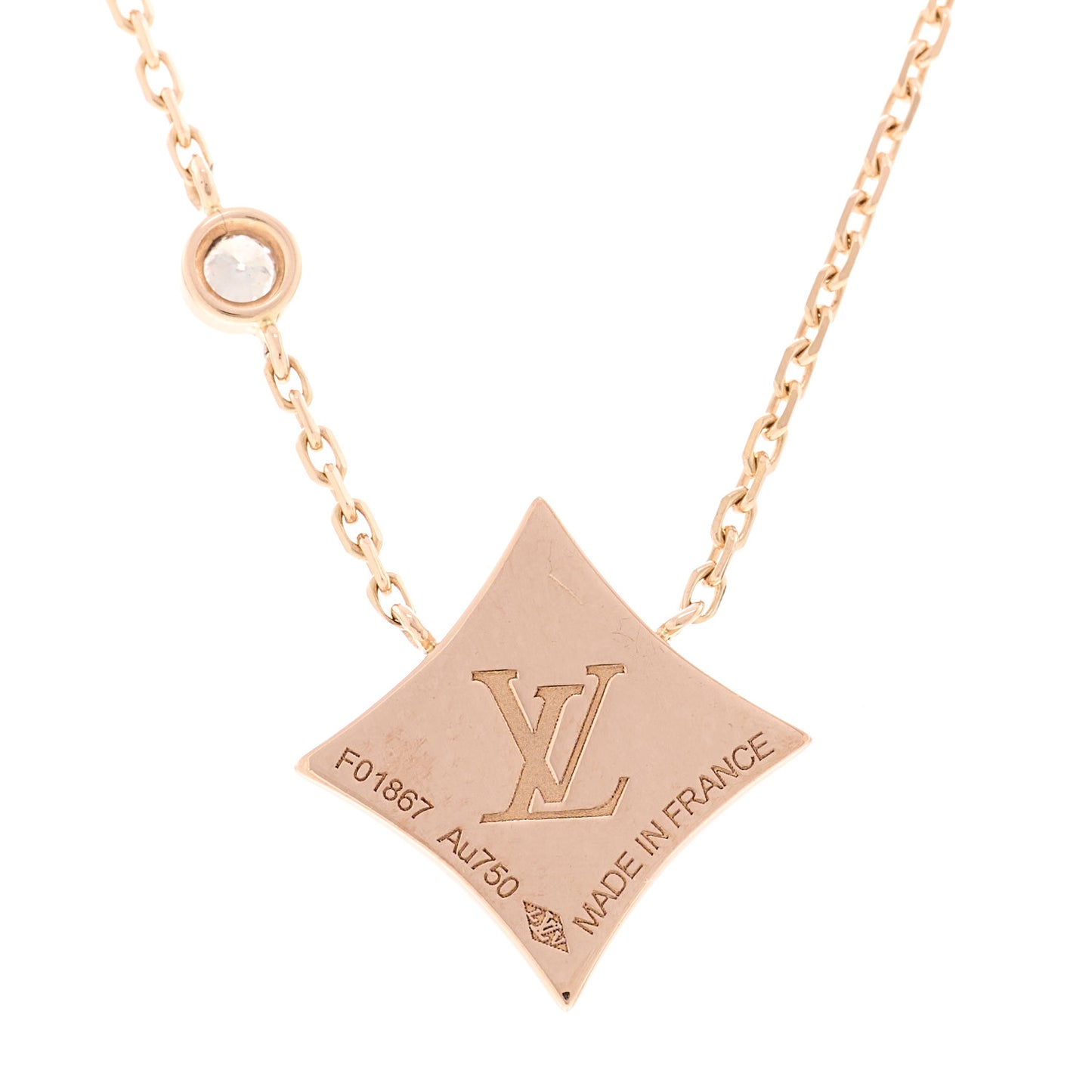 18K Pink Gold Diamond Pink Mother of Pearl Color Blossom BB Star Pendant Necklace