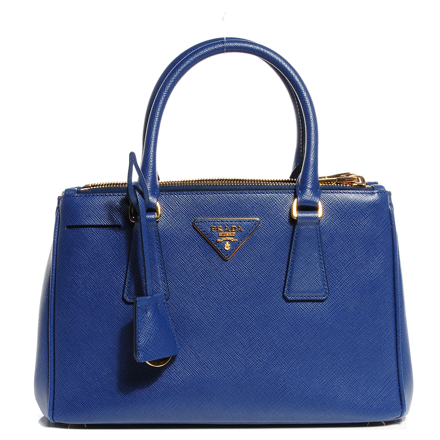 Prada Saffiano Lux Mini Double Zip Tote Bleuette 1 of 13