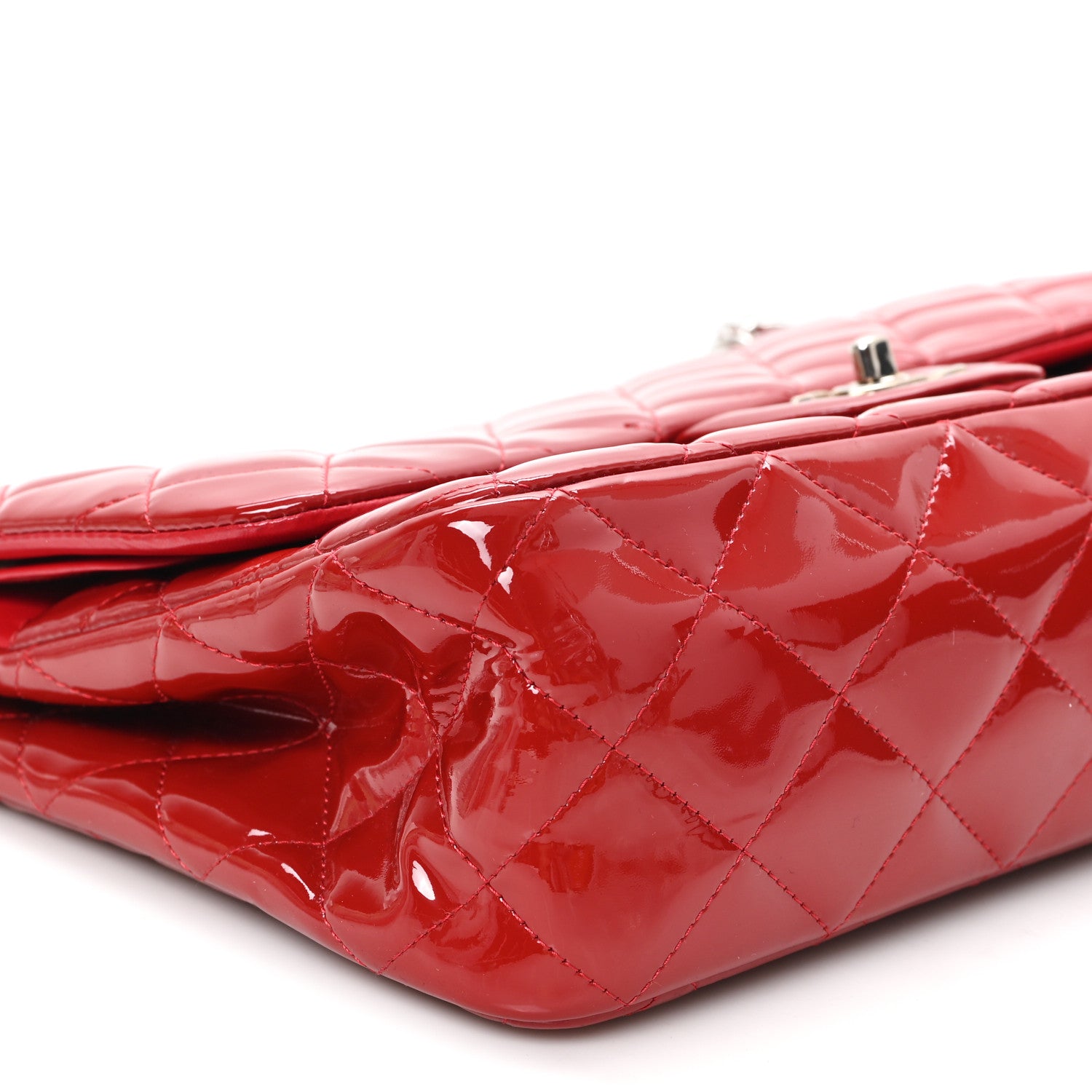 Chanel Patent Quilted Jumbo Double Flap Red 9 of 13