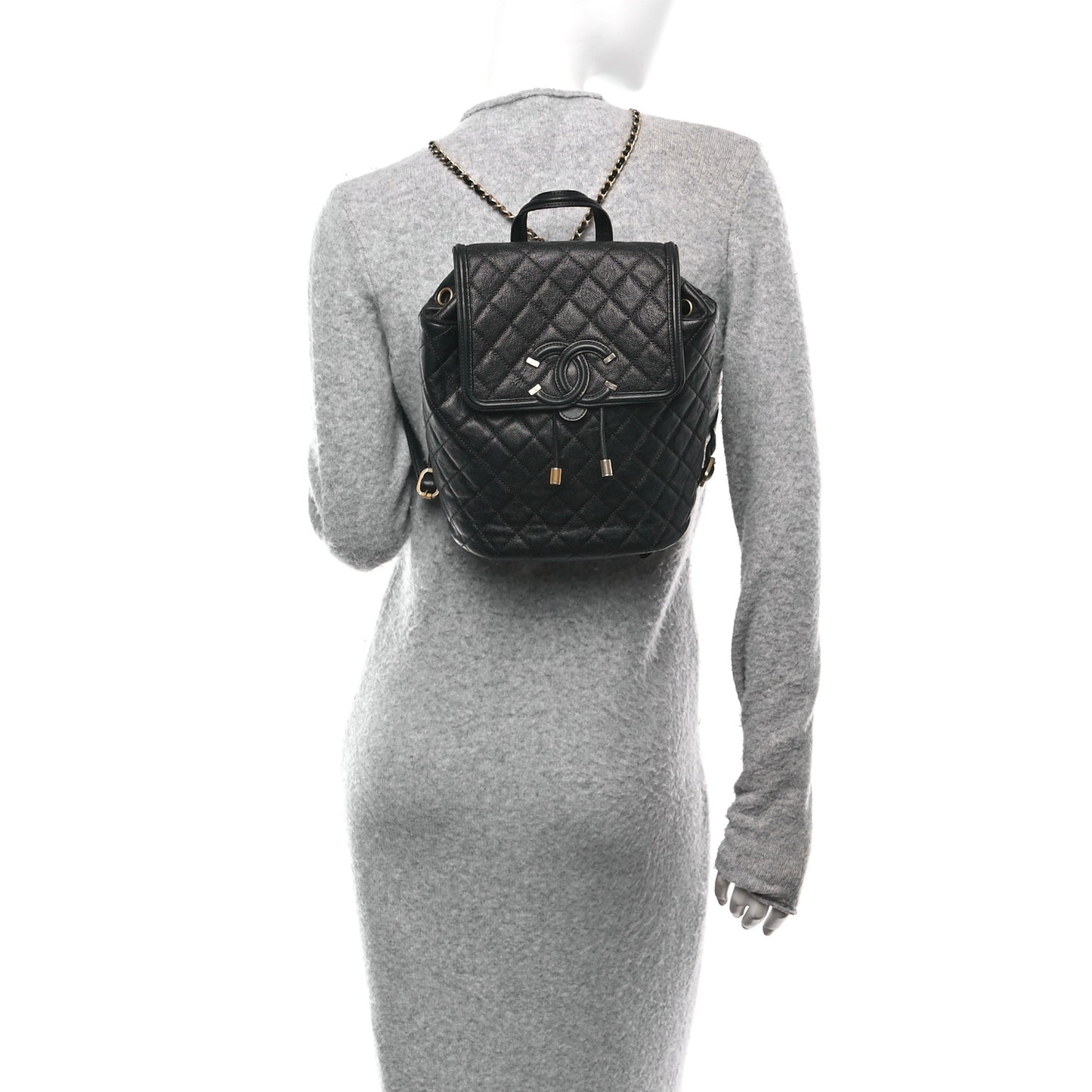 Caviar Quilted Small Filigree Backpack Black