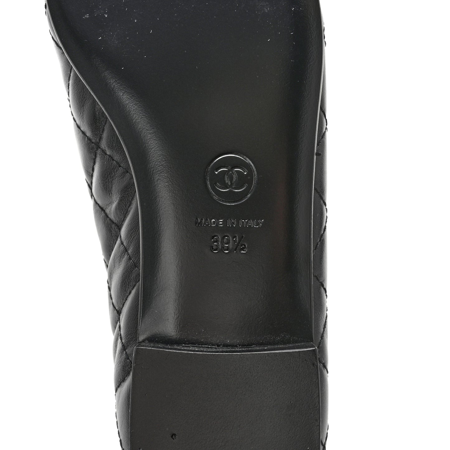 Aged Calfskin Quilted CC Cap Toe Ballerina Flats 39.5 Black