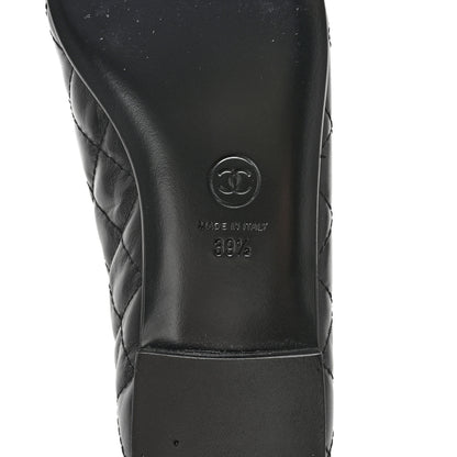 Chanel Aged Calfskin Quilted CC Cap Toe Ballerina Flats 39.5 Black 6 of 14