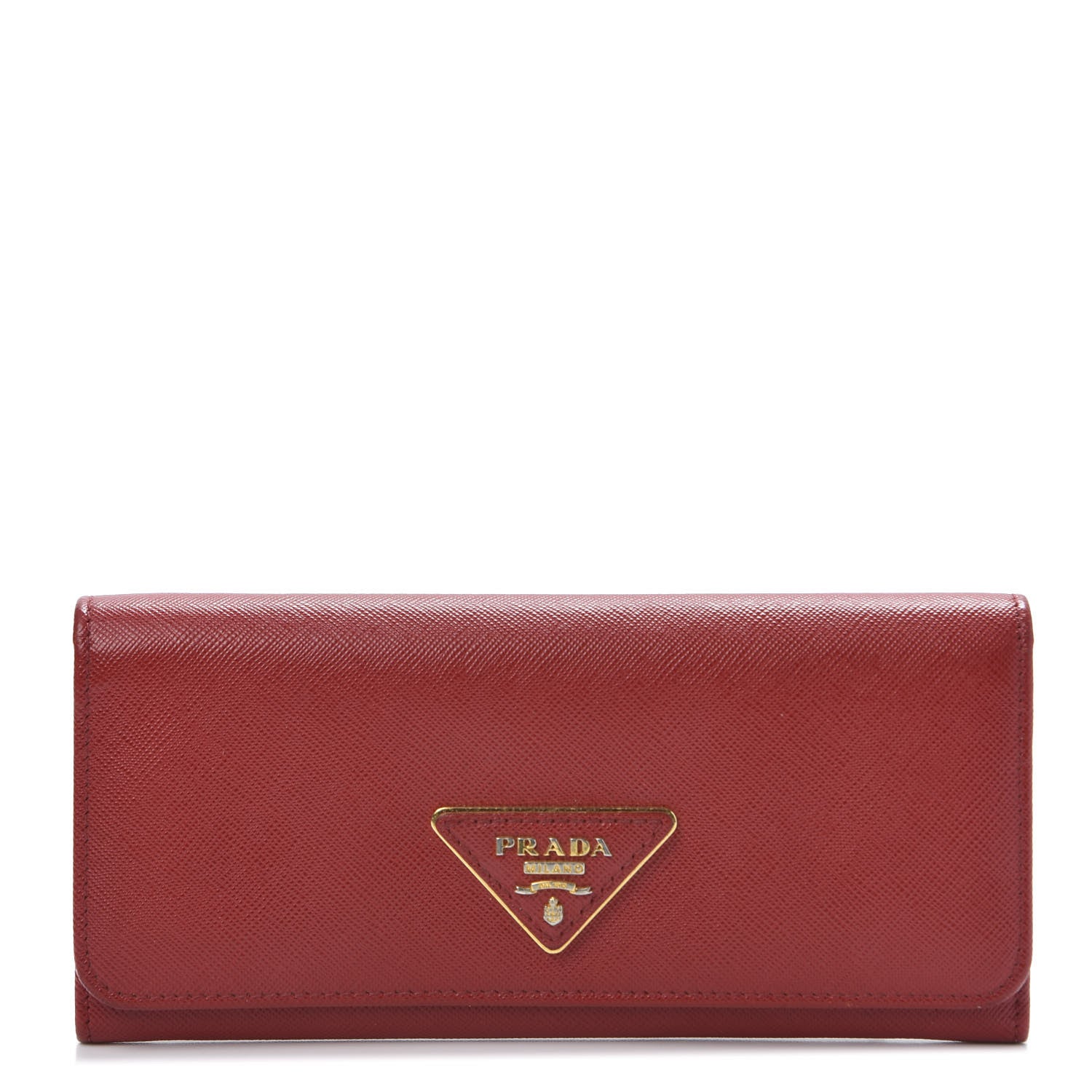 Prada Saffiano Triangle Continental Flap Wallet Fuoco 1 of 9