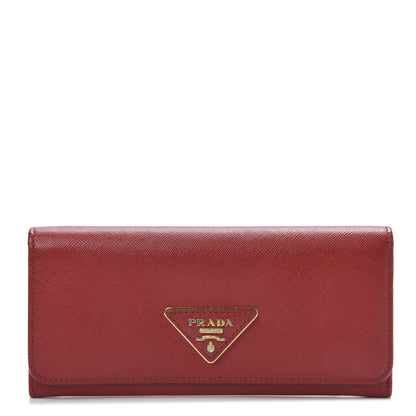 Prada Saffiano Triangle Continental Flap Wallet Fuoco 1 of 9