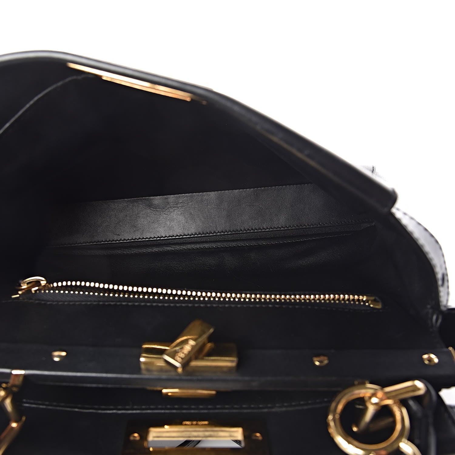 Fendi Vitello Morgan Shiny Nappa Medium Peekaboo Iconic Satchel Black 6 of 19