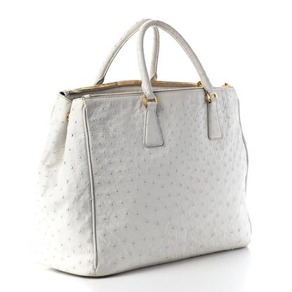 Prada Ostrich Large Galleria Double Zip Tote White 3 of 10