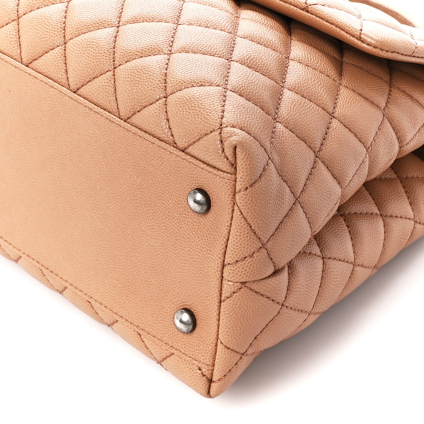 Caviar Quilted Medium Coco Handle Flap Light Beige