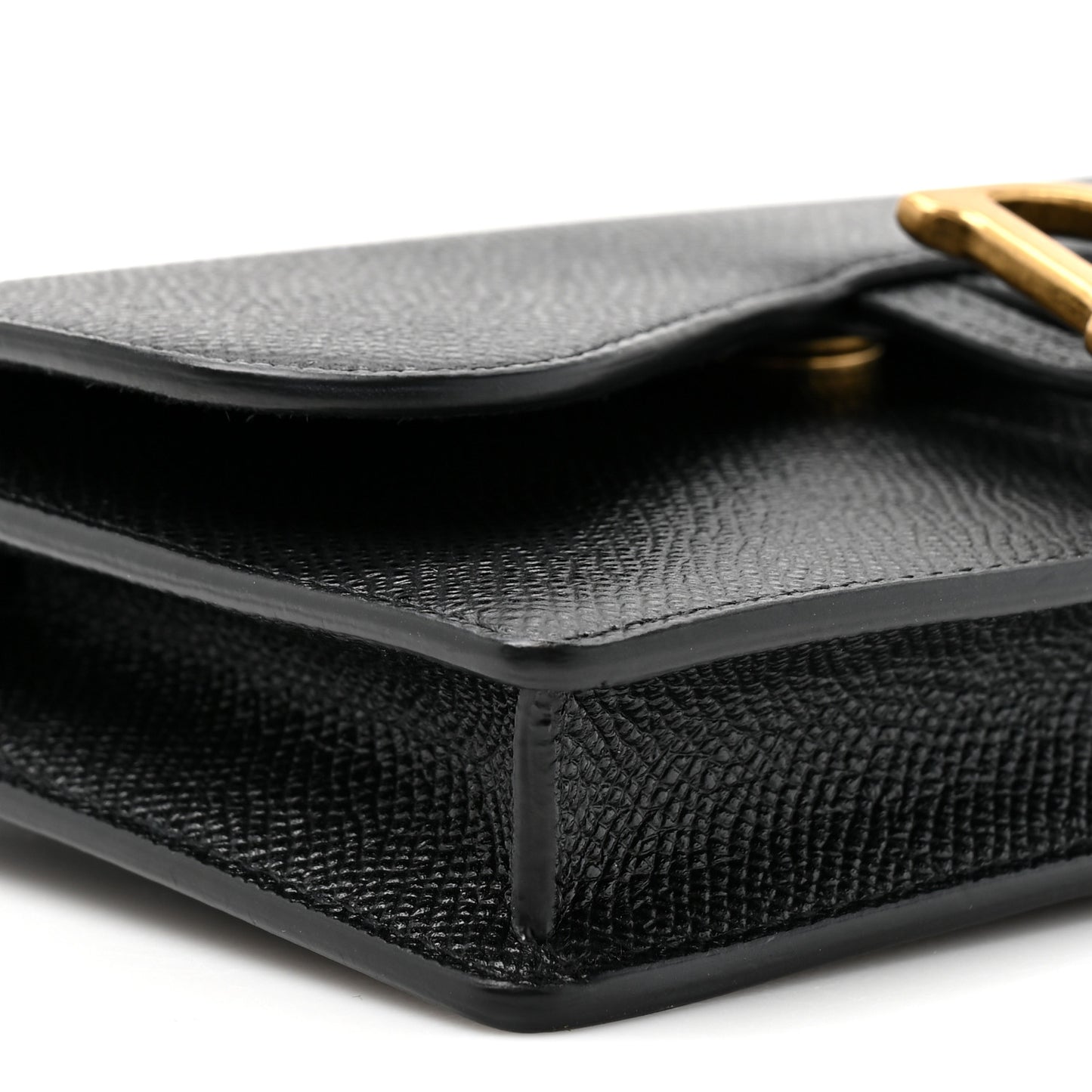 Grained Calfskin Saddle Belt Clutch Black