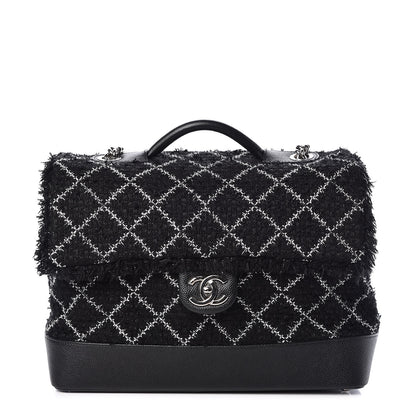 Chanel Tweed Trip Top Handle Flap Black 1 of 9