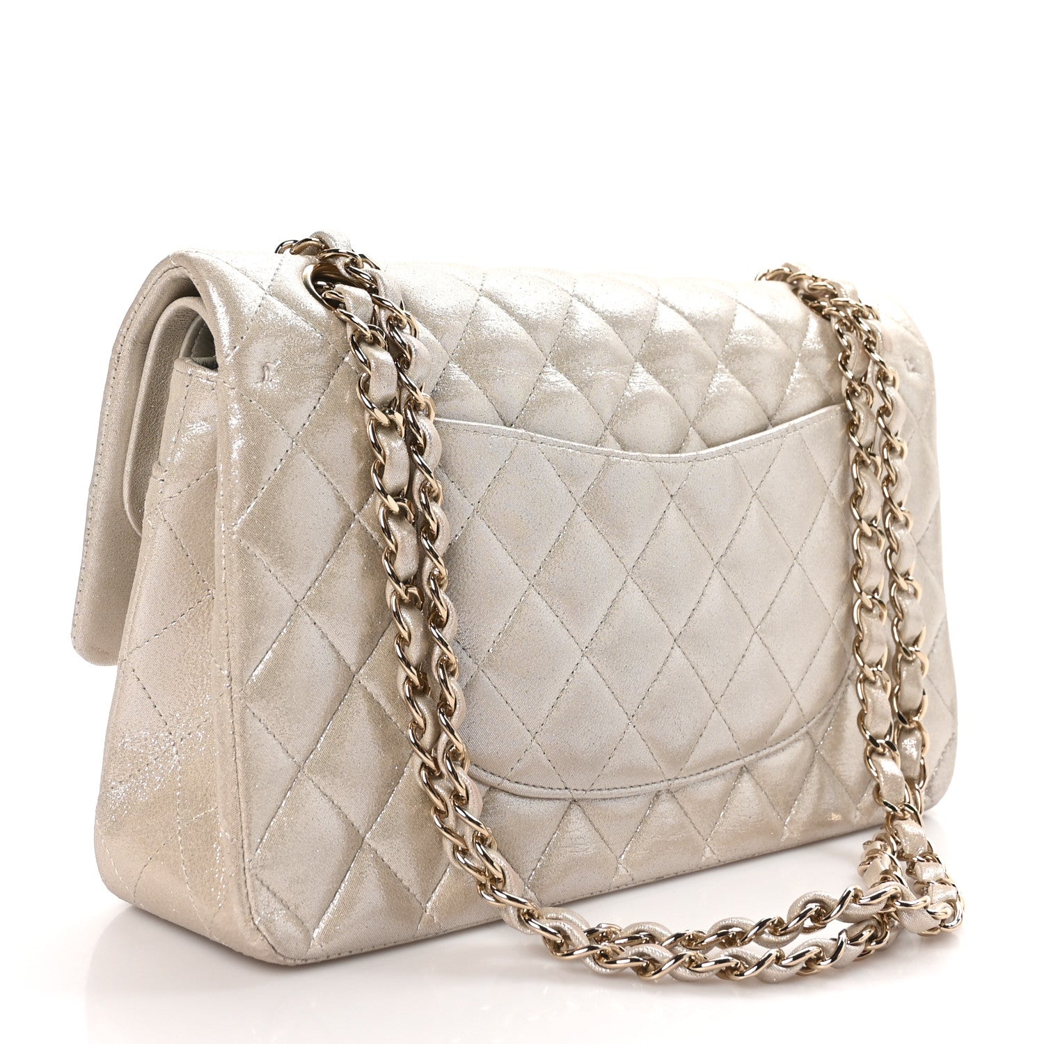 Chanel Iridescent Calfskin Quilted Medium Double Flap Light Gold 3 of 11
