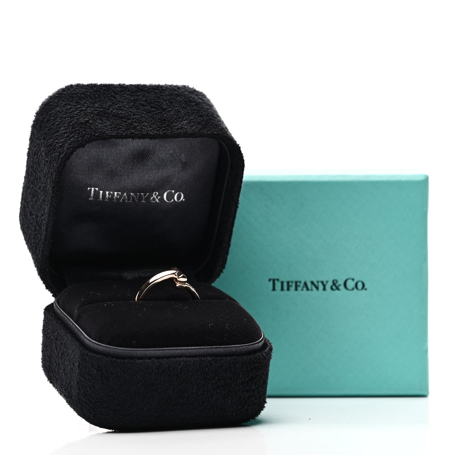 Tiffany 18K Rose Gold Diamond 2.5mm T T1 Ring 45 3.25 5 of 5