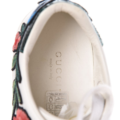 Gucci Metallic Calfskin Floral Embroidered Womens Ace Sneakers 36.5 Silver 8 of 17