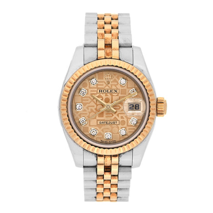Rolex Stainless Steel 18K Yellow Gold Diamond 26mm Oyster Perpetual Datejust Watch Champagne Jubilee 179173 1 of 4