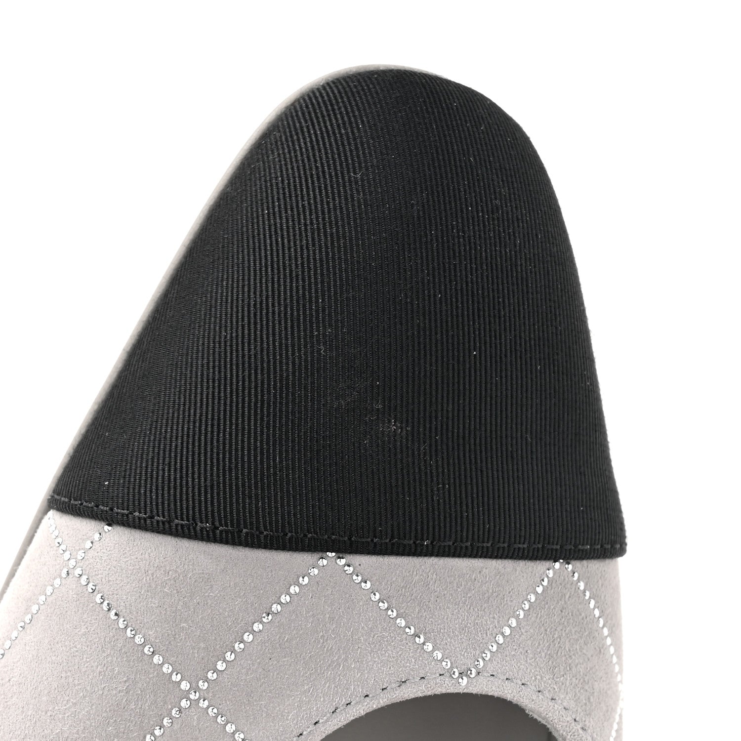 Chanel Suede Crystal Grosgrain Cap Toe CC Slingback Flats 36.5