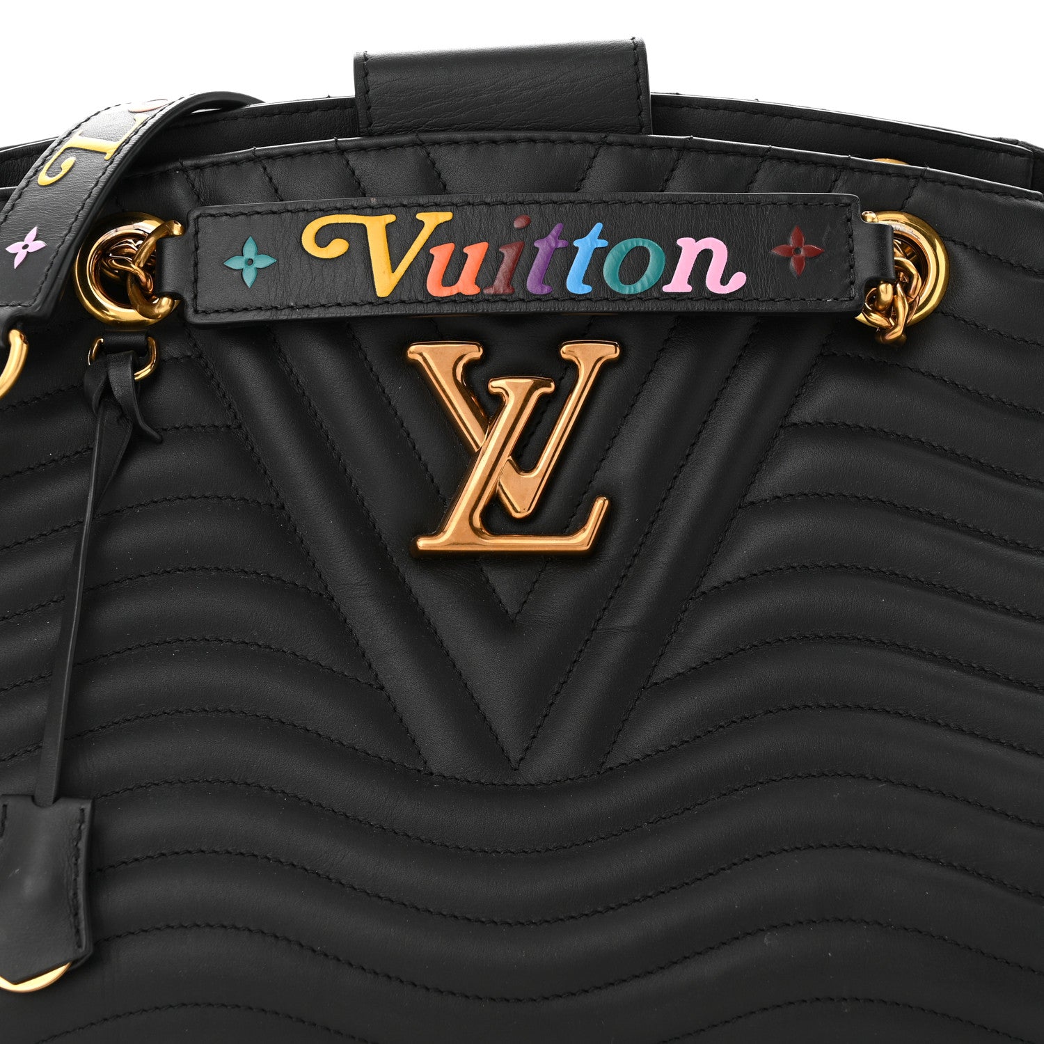 Louis Vuitton Calfskin New Wave Chain Tote Black 7 of 13