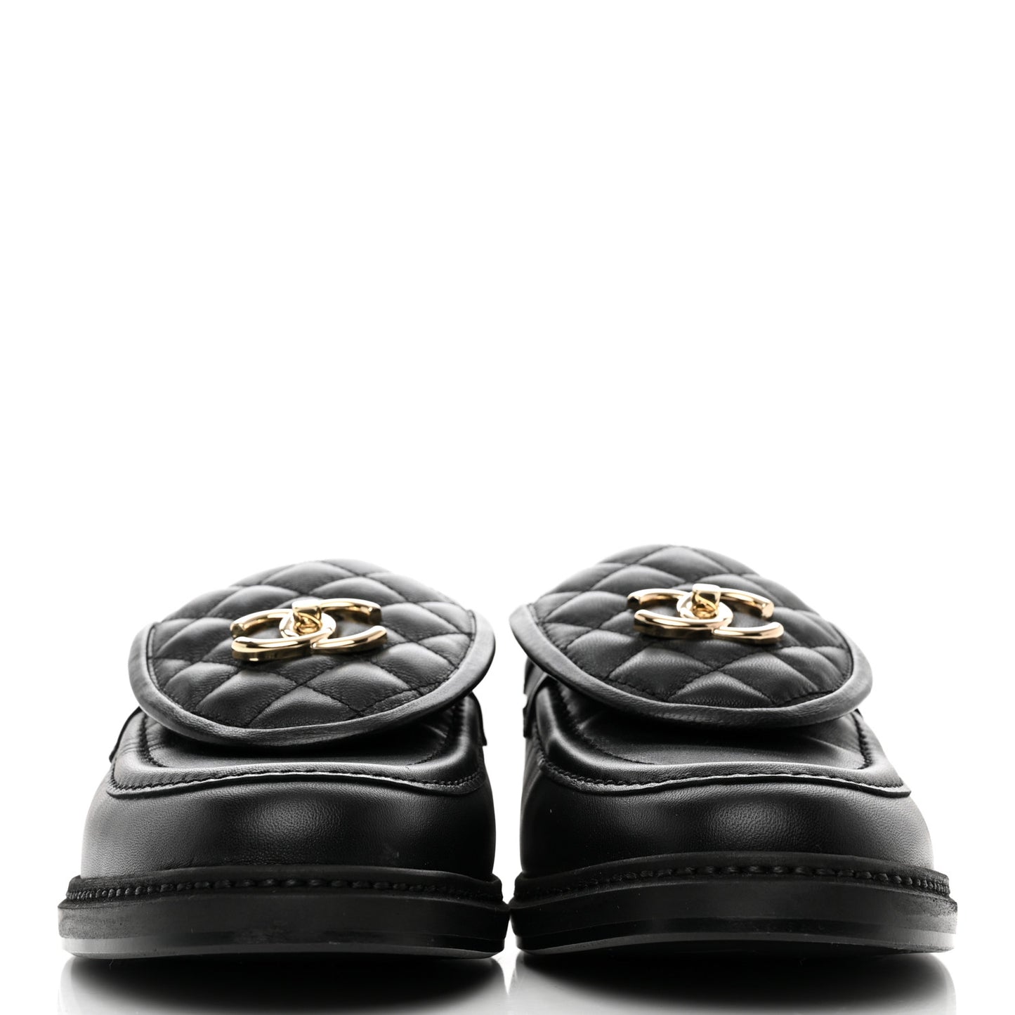 Lambskin Quilted CC Turnlock Loafers 42 Black