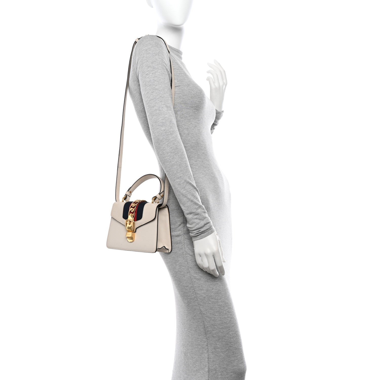 Gucci Calfskin Mini Sylvie Top Handle Bag White 2 of 18