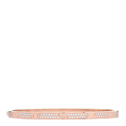 Cartier 18K Pink Gold Diamond Small LOVE Paved Bracelet 17 2 of 3