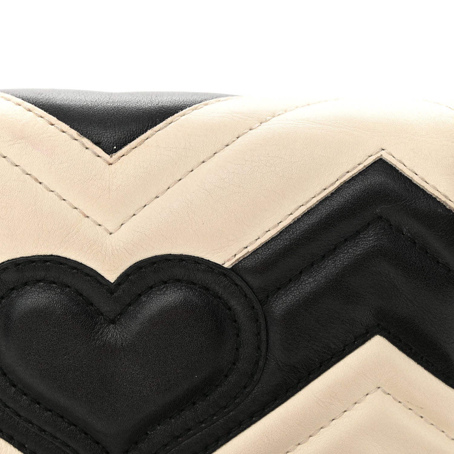 Gucci Calfskin Matelasse Super Mini GG Marmont Shoulder Bag Black White 10 of 12