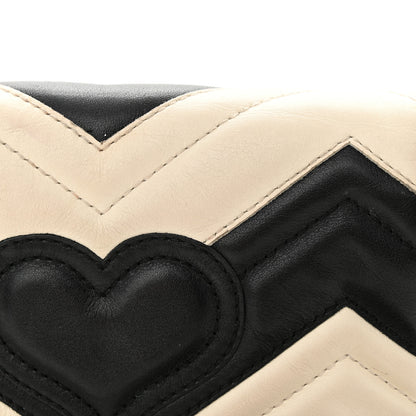 Gucci Calfskin Matelasse Super Mini GG Marmont Shoulder Bag Black White 10 of 12