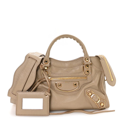 Balenciaga Chevre Gold Metallic Edge Hardware Mini City Beige Latte 3 of 11