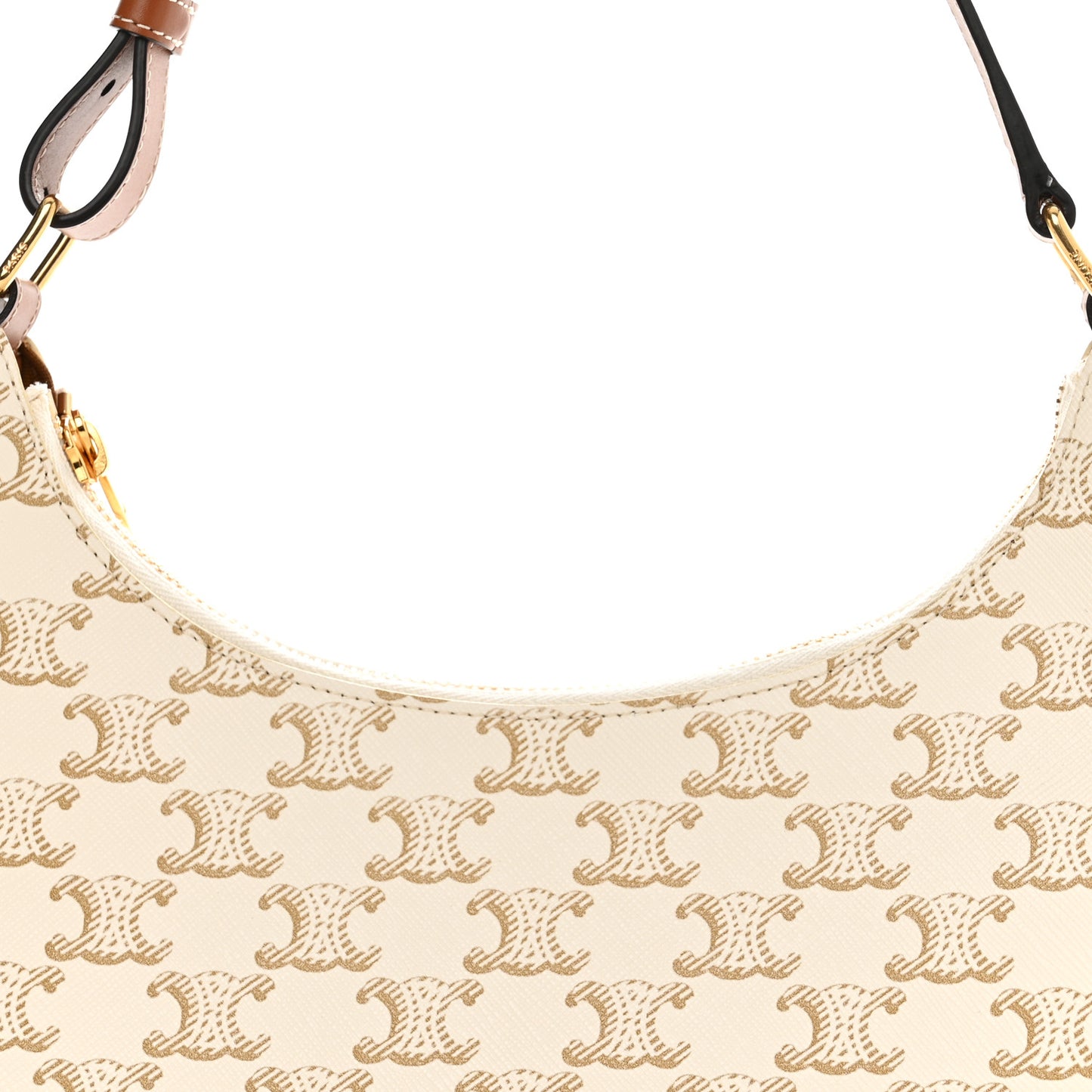 Canvas Calfskin Ava Triomphe Shoulder Bag White