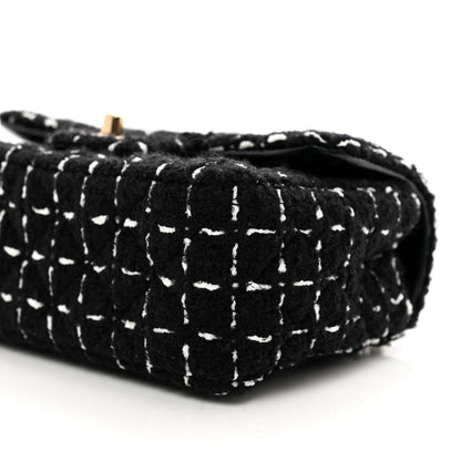 Chanel Wool Tweed Quilted Mini Rectangular Flap Black White 10 of 11