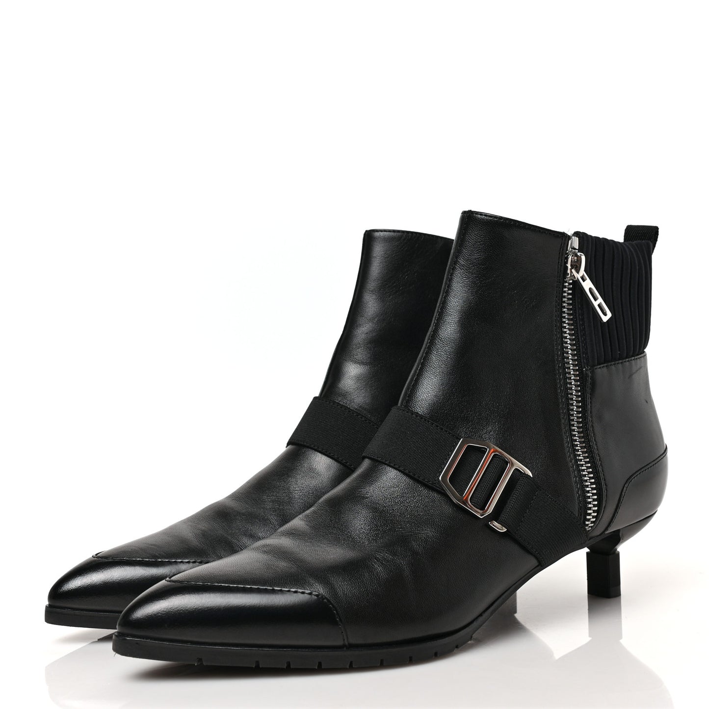 Tuscan Calfskin Technical Canvas Shocky Ankle Boots 37 Black
