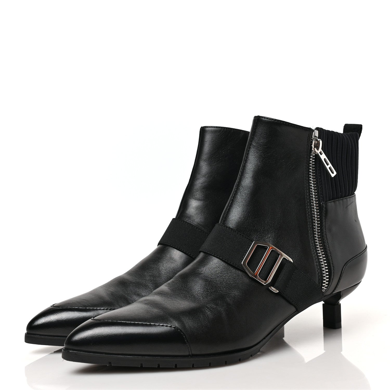 Hermes Tuscan Calfskin Technical Canvas Shocky Ankle Boots 37 Black 3 of 8