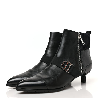 Hermes Tuscan Calfskin Technical Canvas Shocky Ankle Boots 37 Black 3 of 8