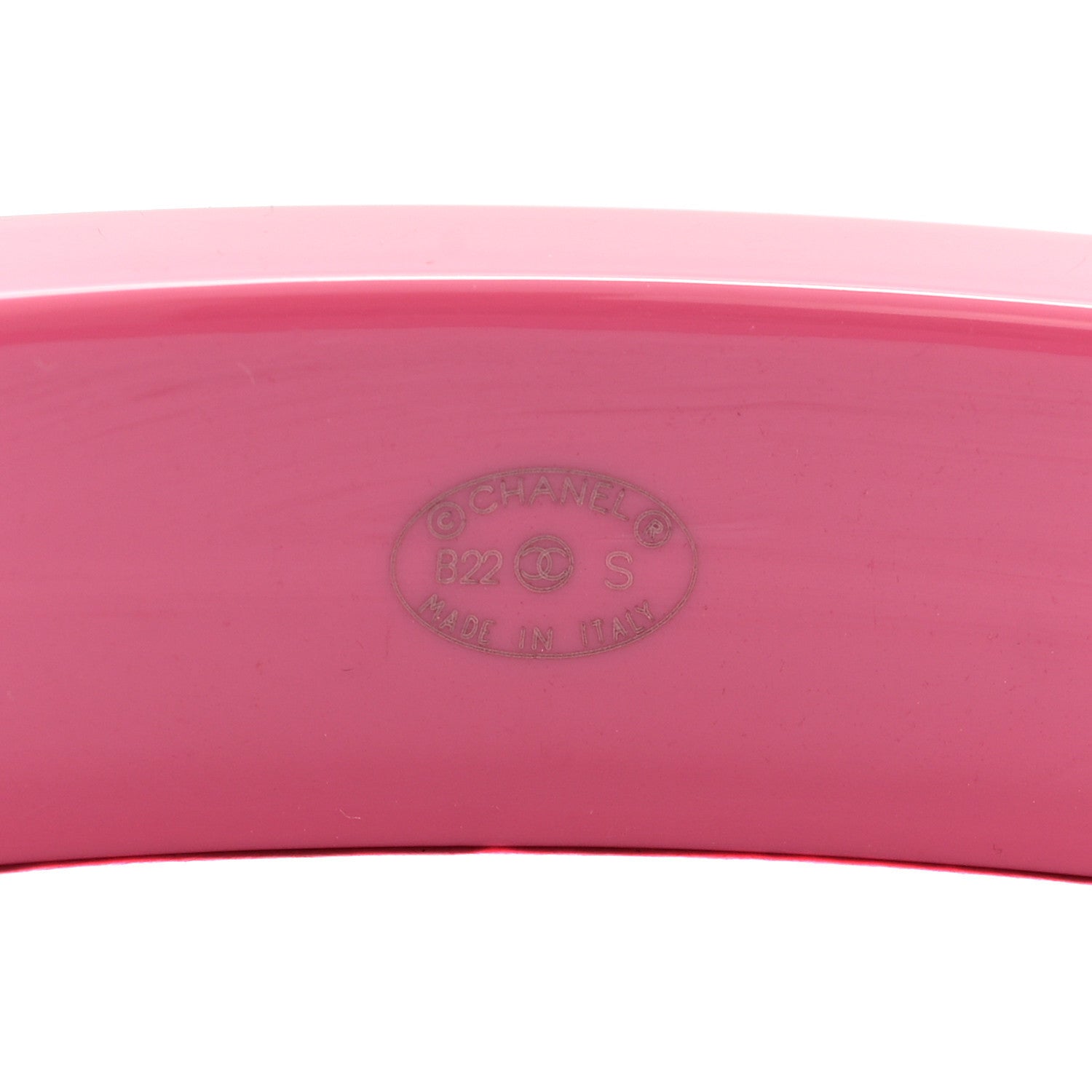 Chanel Resin Logo Bangle Bracelet Pink Black 4 of 4