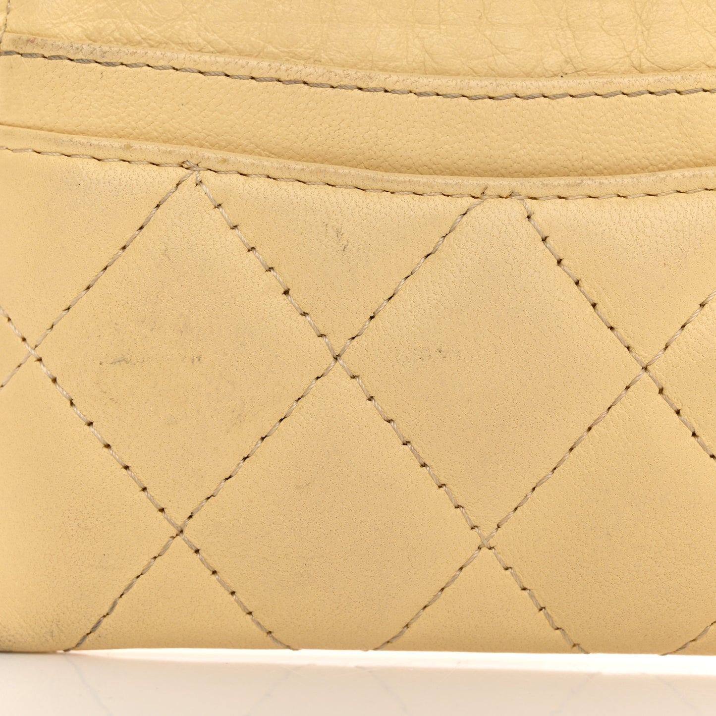 Lambskin Quilted Card Holder Yellow
