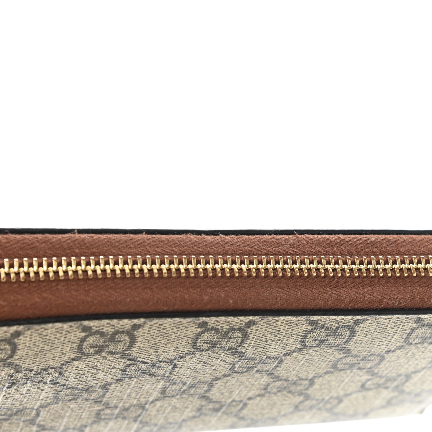 Gucci GG Supreme Monogram Cuoio Toscano Zip Around Wallet Beige Ebony Cuir 8 of 8