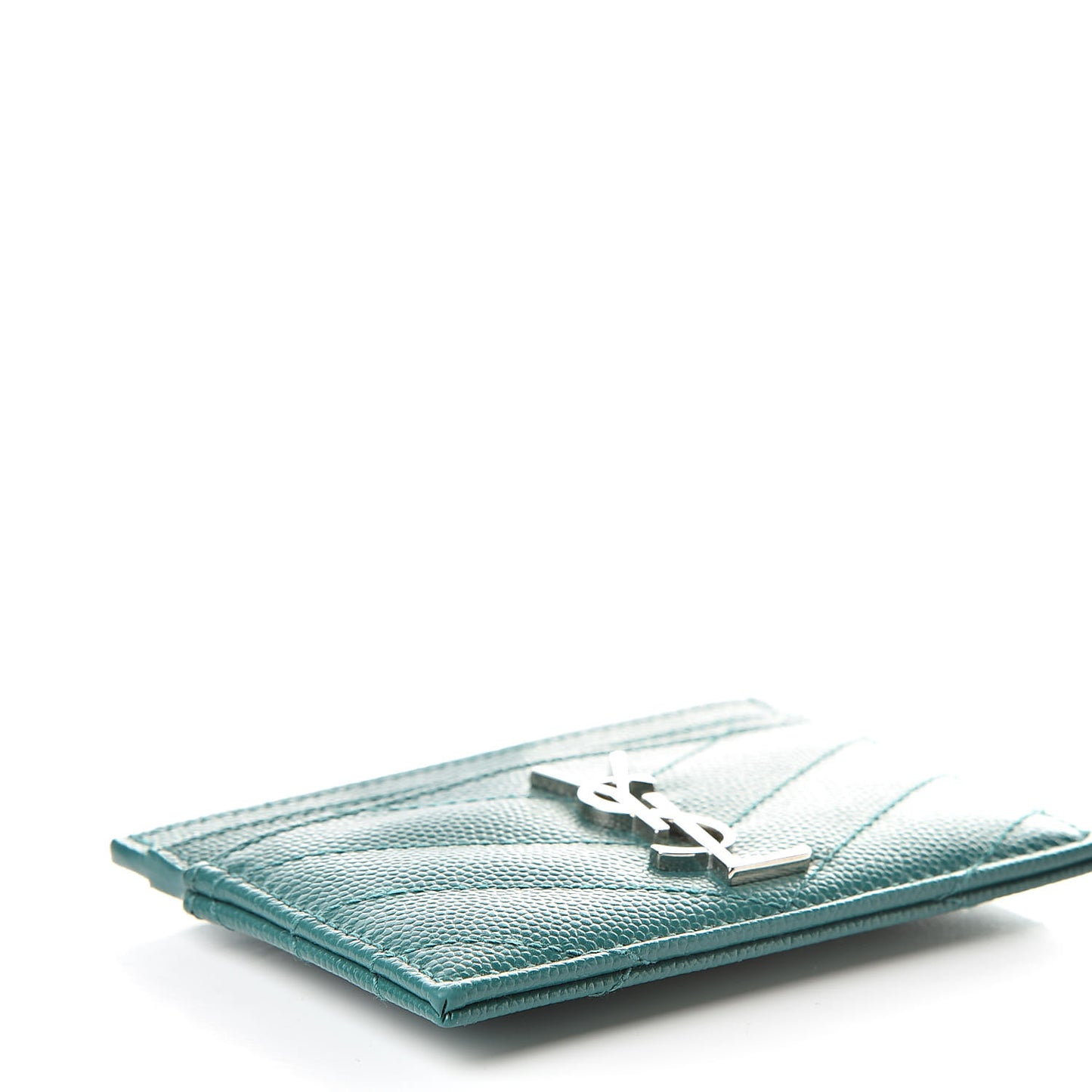 Grain De Poudre Matelasse Chevron Monogram Credit Card Case Brilliant Grass