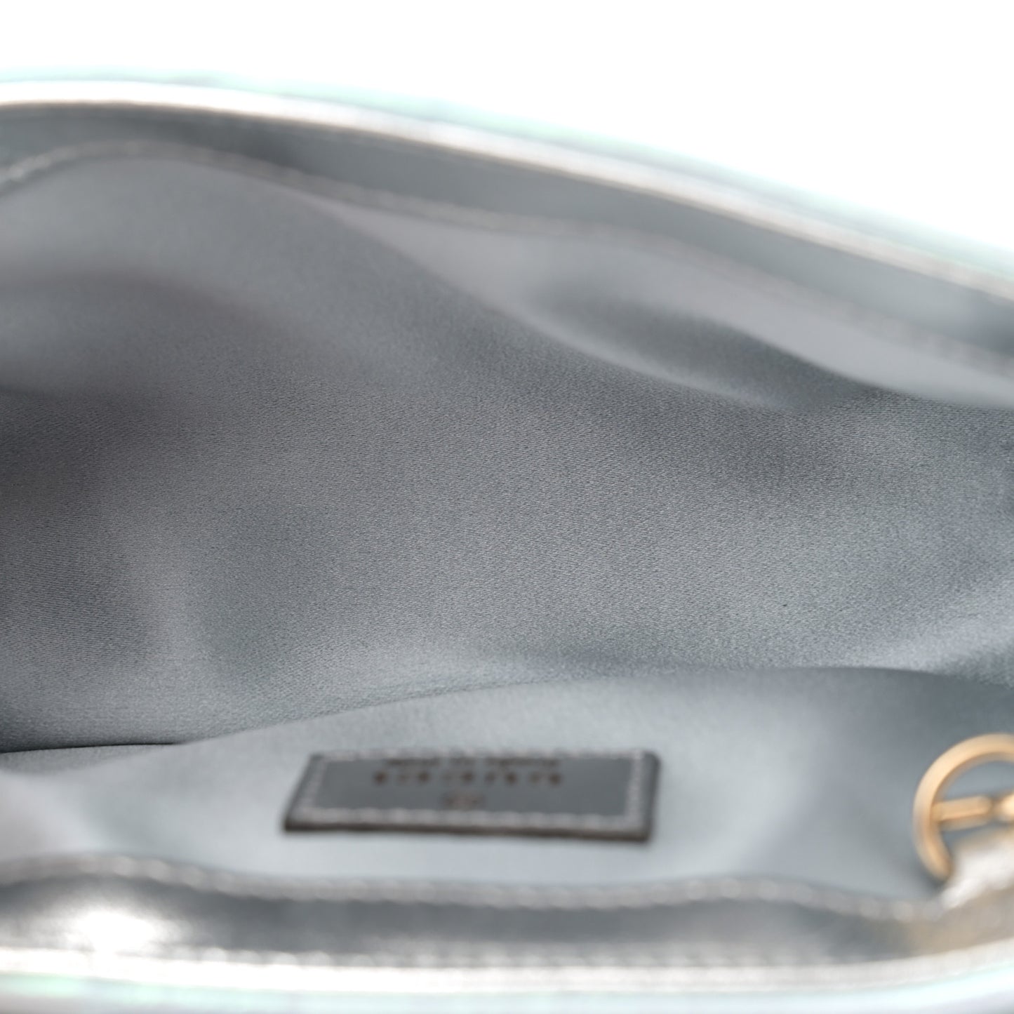Iridescent Nappa Chevron Matelasse Super Mini GG Marmont Shoulder Bag Iridescent Snow Light Blue