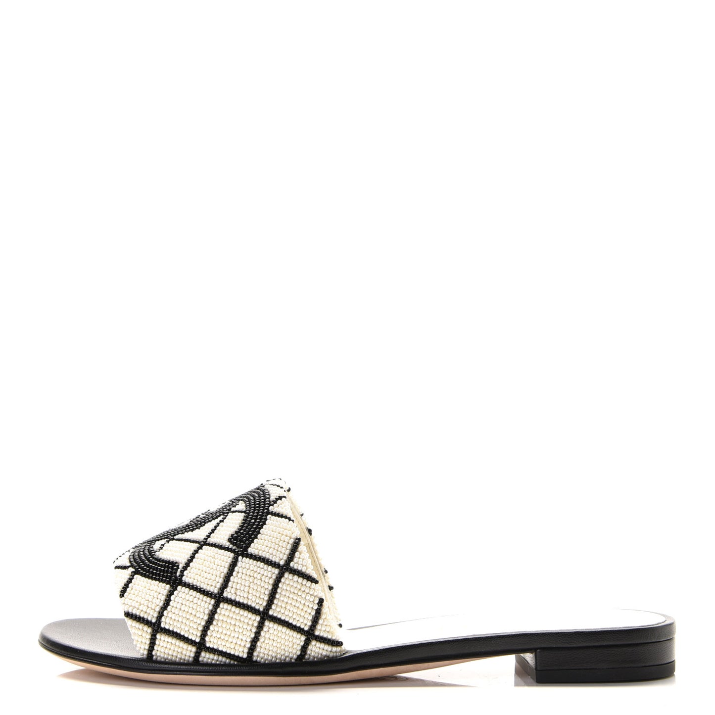 Pearl Embroidery CC Mules 37.5 Black White