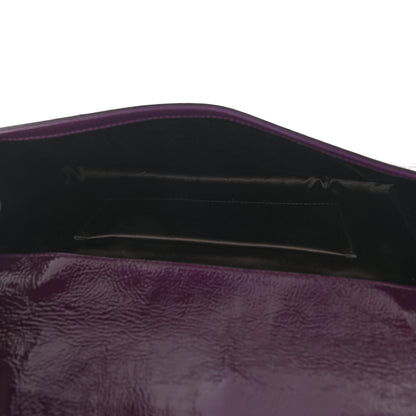 Saint Laurent Textured Patent Monogram Large Belle De Jour Clutch Purple 5 of 8