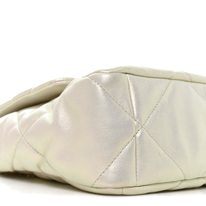 Chanel Iridescent Calfskin Quilted Large Chanel 19 Flap White 9 of 10