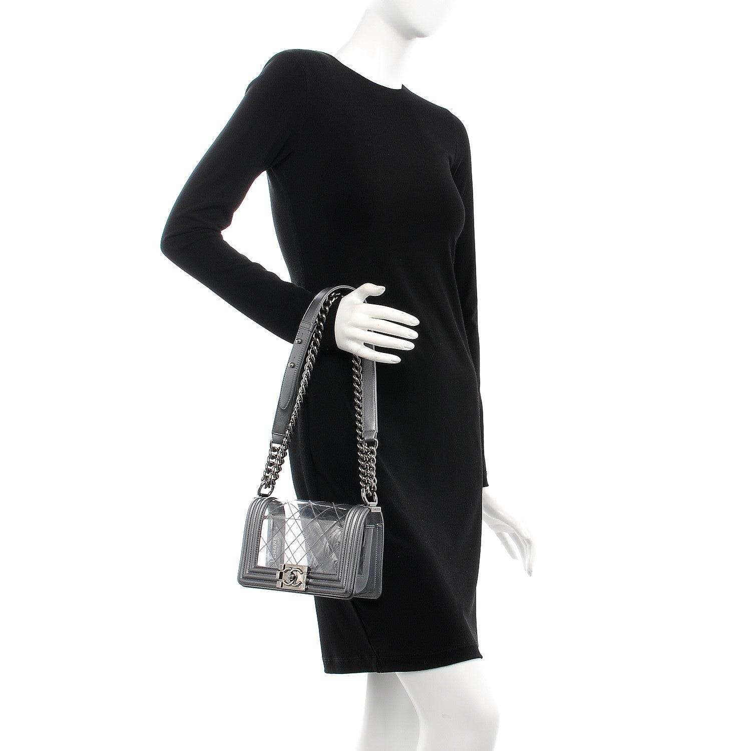 Chanel Metallic Lambskin PVC Quilted Small Boy Flap Silver 3 of 8