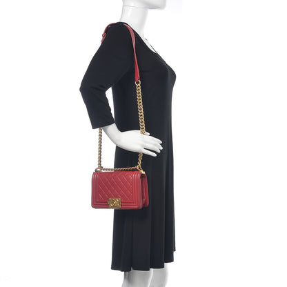 Chanel Lambskin Quilted Small Boy Flap Dark Red 2 of 20